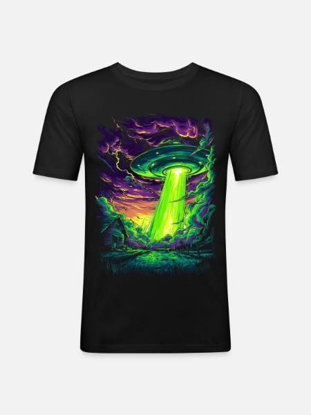 UFO Farm - Men's Slim Fit T-Shirt - black