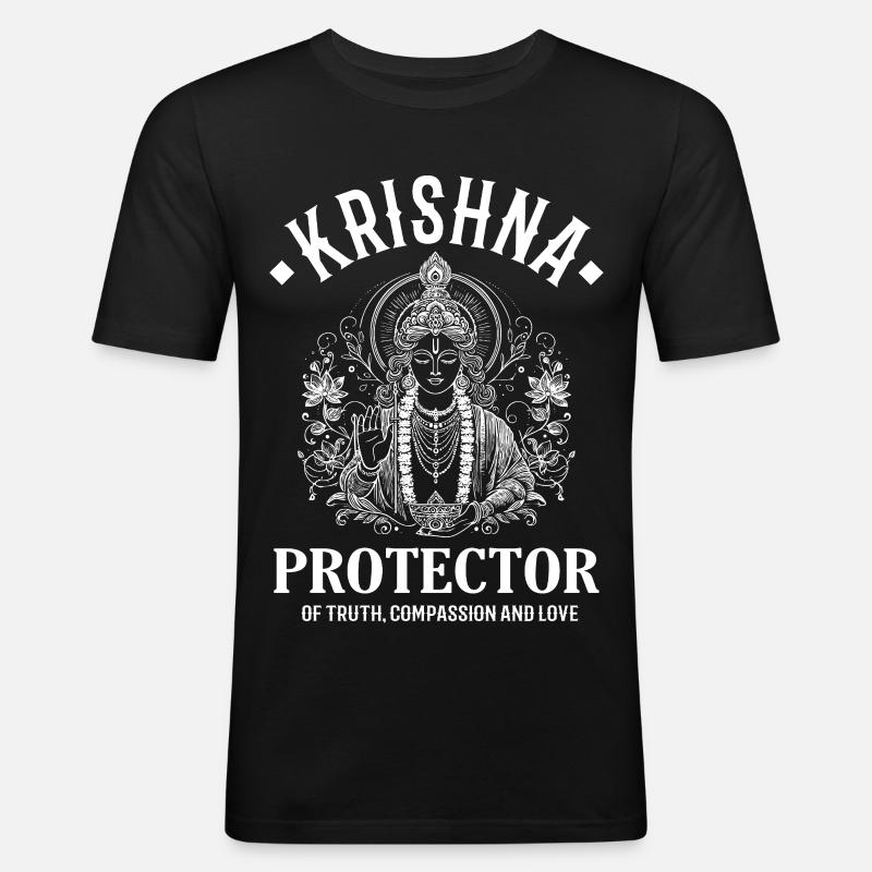 Krishna – Conception de divinité indienne - T-shirt près du corps Homme - noir