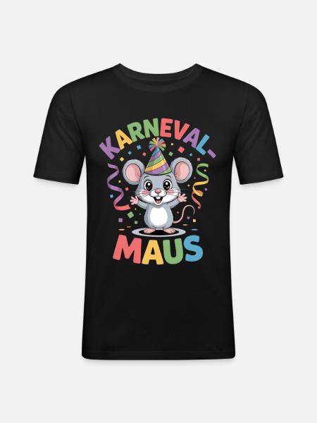 Karnevals Maus Fasching Kostüm - Männer Slim Fit T-Shirt - Schwarz