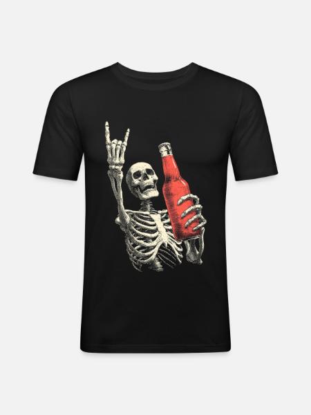 Skeleton with Bottle Party - Men's Slim Fit T-Shirt - black