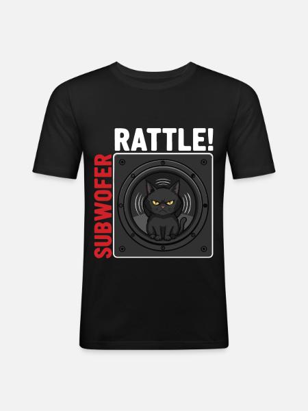 Subwoofer Rattle Chat Musique Basses - T-shirt près du corps Homme - noir