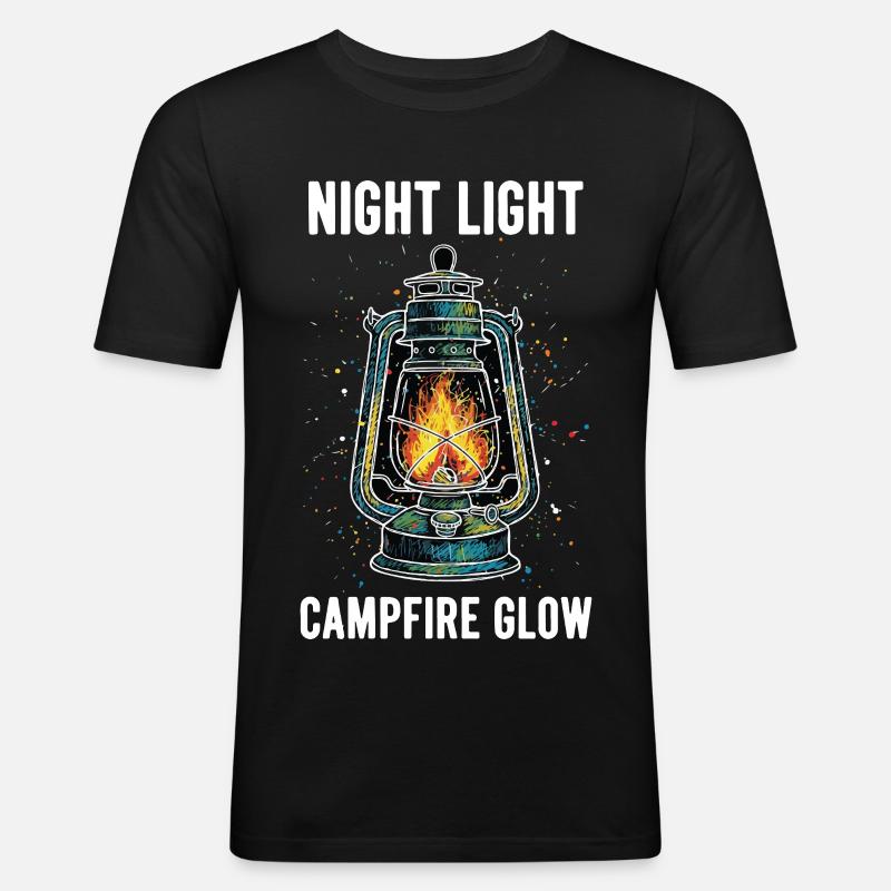 Night Light Campfire Glow Lanterne - T-shirt près du corps Homme - noir