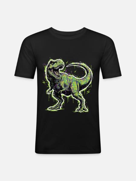 Tyrannosaur_electrique Dinosaur - Men's Slim Fit T-Shirt - black