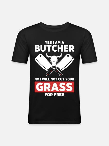 Humor-Schlächter schneidet kein Gras - Männer Slim Fit T-Shirt - Schwarz