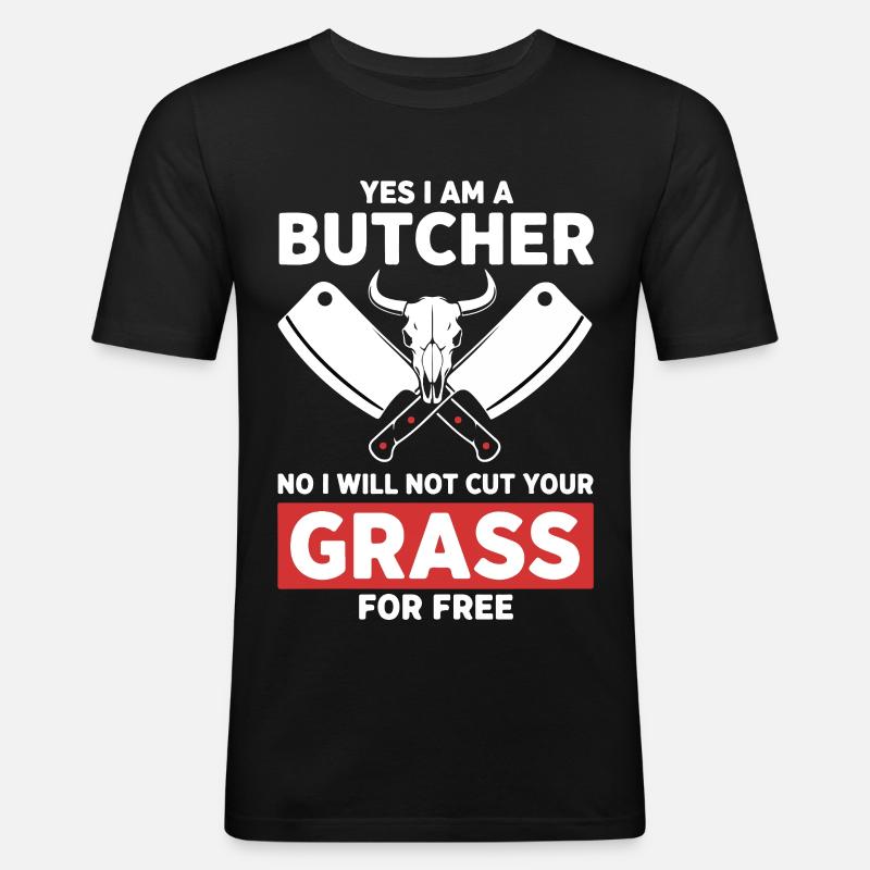 Humor-Schlächter schneidet kein Gras - Männer Slim Fit T-Shirt - Schwarz