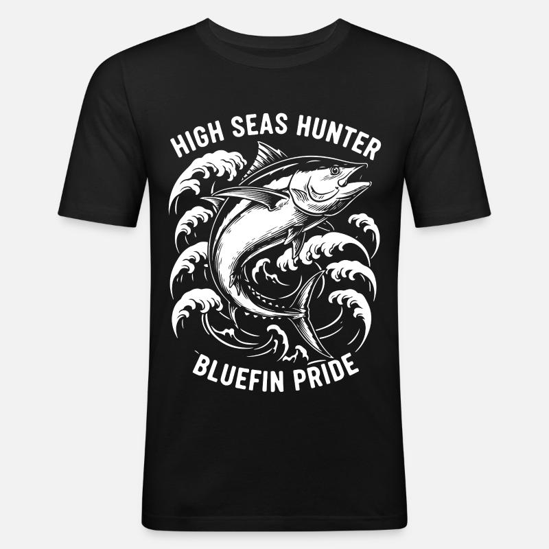 Seefischer Thunfisch-Blauflossenjäger - Männer Slim Fit T-Shirt - Schwarz