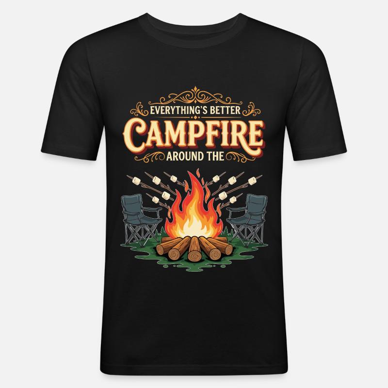Camping Campfire Marshmallow Everything's Better - T-shirt près du corps Homme - noir