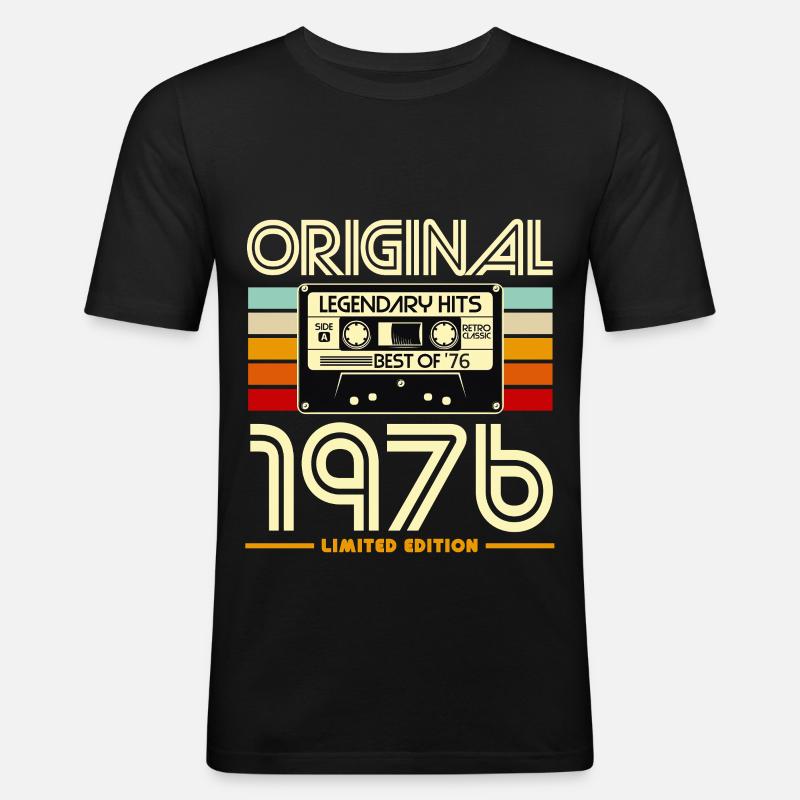 Originale Retro-Kassette von 1976 - Männer Slim Fit T-Shirt - Schwarz