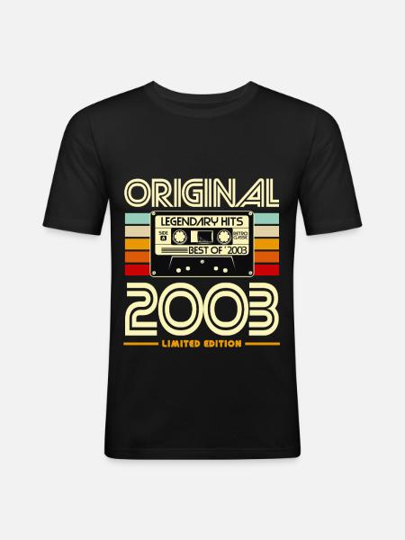 Retro 2003 Kassette Limited - Männer Slim Fit T-Shirt - Schwarz