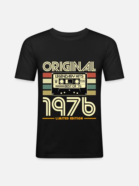 Originalkassette von 1976 - Männer Slim Fit T-Shirt - Schwarz