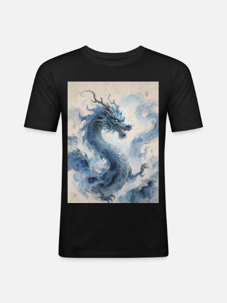 L'Apothéose Céleste : Dragon Bleu – Infinité - T-shirt près du corps Homme - noir