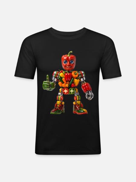 Pepper Bot Veggie Power - Men's Slim Fit T-Shirt - black