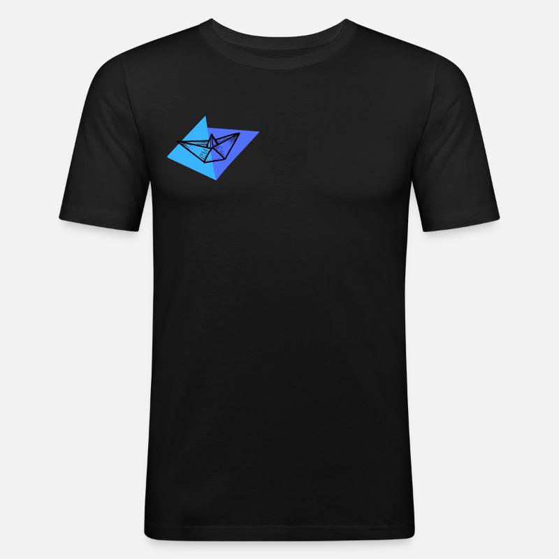 Origami-Boot - Männer Slim Fit T-Shirt - Schwarz