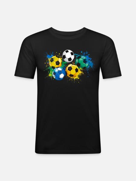 Fußball,Bälle,bunt,Graffiti,Malerei, illustration - Männer Slim Fit T-Shirt - Schwarz