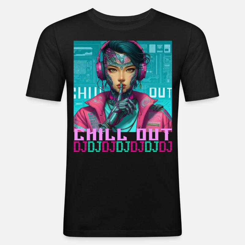DJ-Chill-Out - Männer Slim Fit T-Shirt - Schwarz