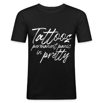 tatouages panique permanente dans jolie - T-shirt près du corps Homme - noir - Devant - Nik (191cm)