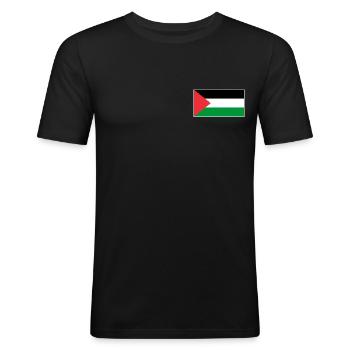 Drapeau de la Palestine - T-shirt près du corps Homme - noir - Devant - Nik (191cm)