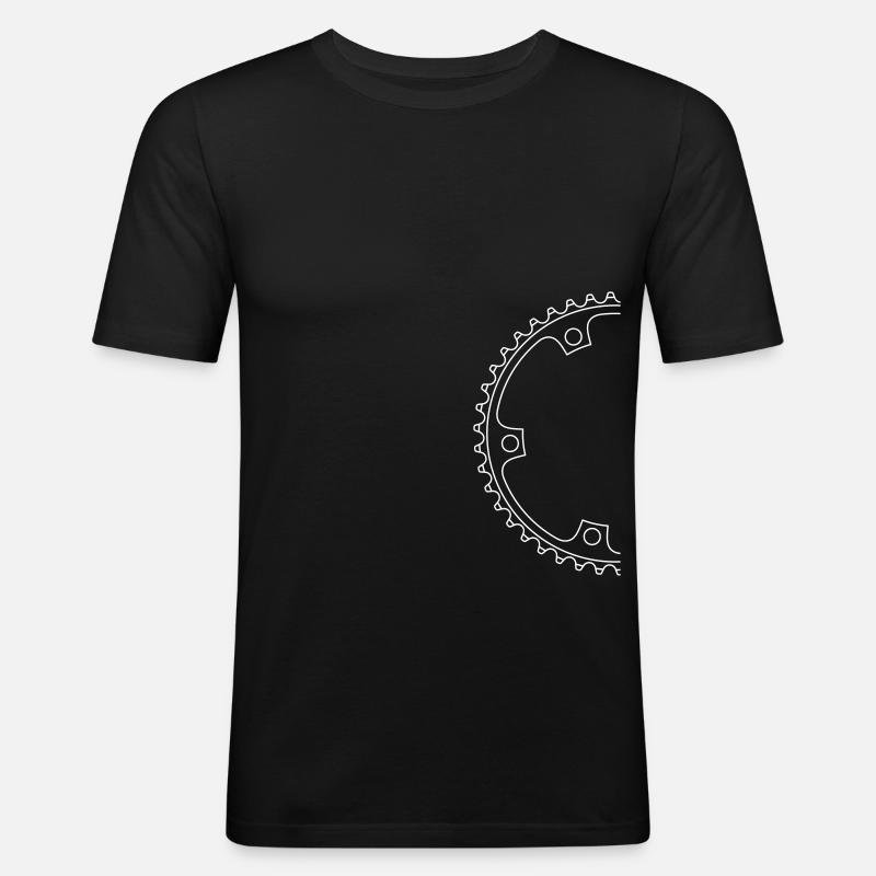 Halbes Kettenblatt oder Zahnrad - Männer Slim Fit T-Shirt - Schwarz