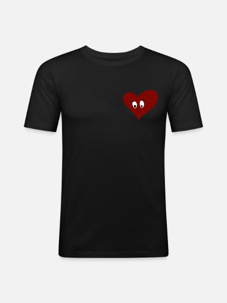 Heart - cute - sensitive - sad - Men's Slim Fit T-Shirt - black