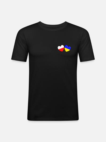 Poland supports Ukraine - Men's Slim Fit T-Shirt - black