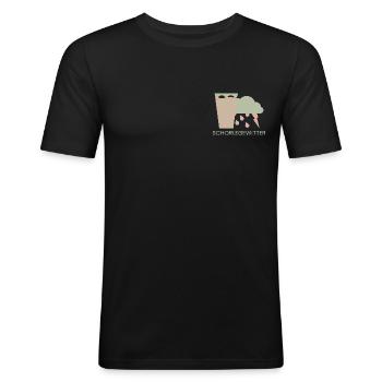 Schorlegewitter in Pastellgrün und Altrosa - Männer Slim Fit T-Shirt - Schwarz - Vorne - Nik (191cm)