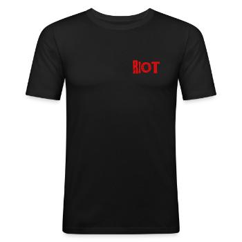 riot - Männer Slim Fit T-Shirt - Schwarz - Vorne - Nik (191cm)