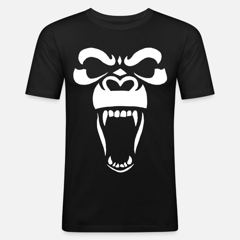 Gorille blanc - T-shirt près du corps Homme - noir