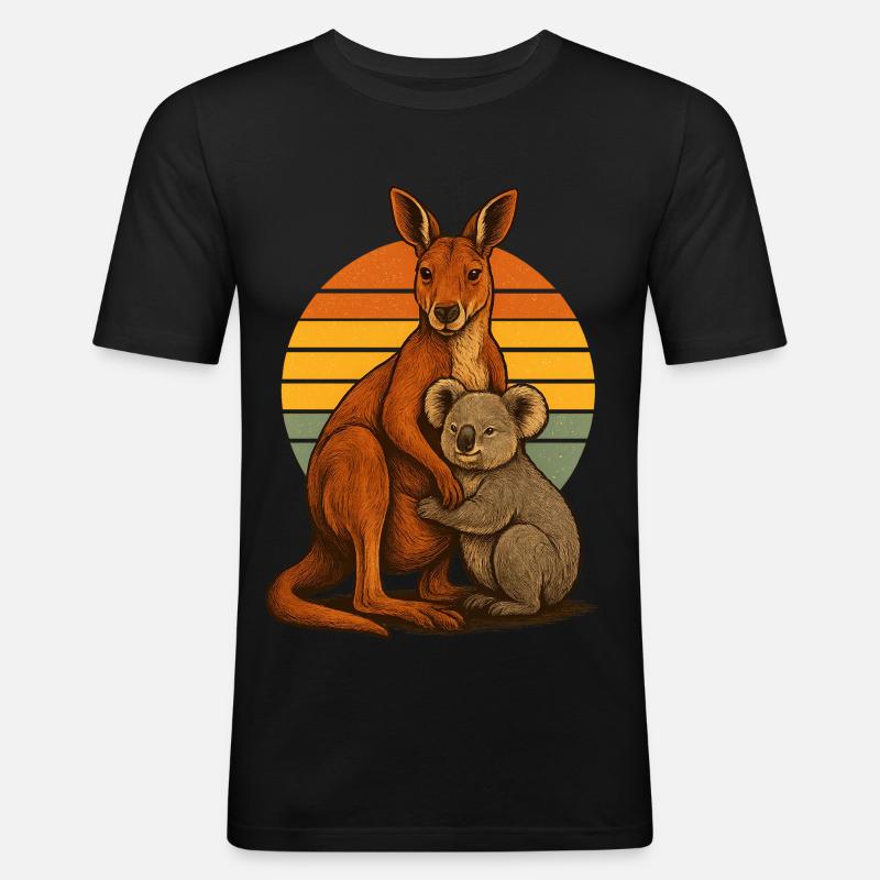 Känguru Koala Australische Freunde - Männer Slim Fit T-Shirt - Schwarz