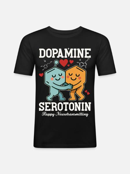 Dopamine Serotonin Hug Design - Men's Slim Fit T-Shirt - black