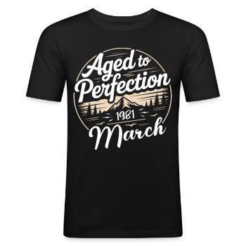 Geburtstagsgeschenk märz 1981 - Männer Slim Fit T-Shirt - Schwarz - Vorne - Nik (191cm)