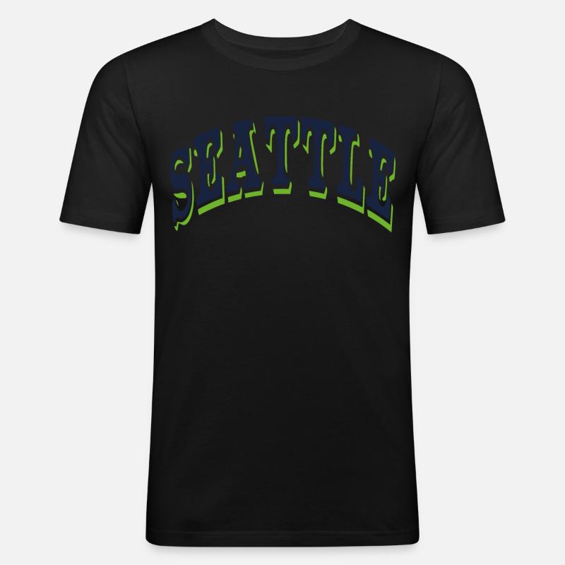 Seattle - Männer Slim Fit T-Shirt - Schwarz