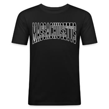 Massachusetts - Männer Slim Fit T-Shirt - Schwarz - Vorne - Nik (191cm)