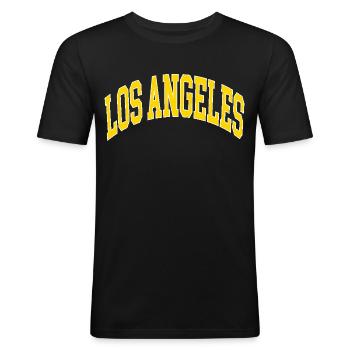 Los Angeles - T-shirt près du corps Homme - noir - Devant - Nik (191cm)