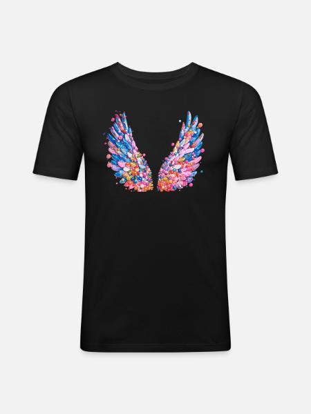 engelsflügel,federn,bunte flügel,graffiti - Männer Slim Fit T-Shirt - Schwarz