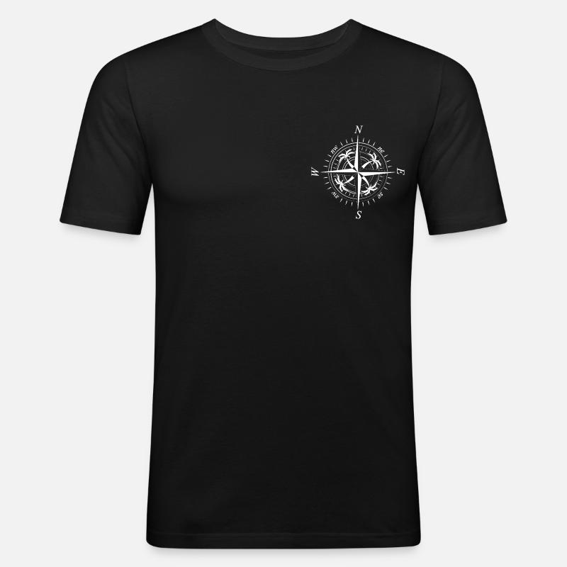 Palmwind stieg - Männer Slim Fit T-Shirt - Schwarz