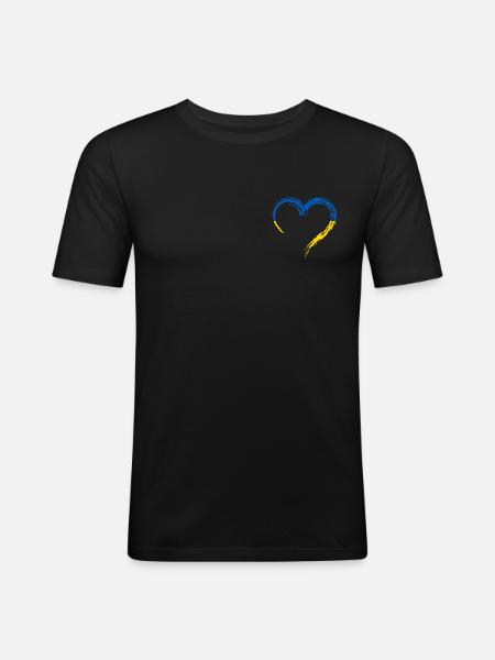 Ukraine Herz - Männer Slim Fit T-Shirt - Schwarz