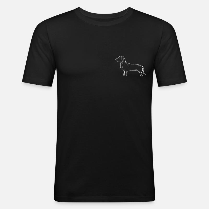 Dackel minimalistisch - Männer Slim Fit T-Shirt - Schwarz