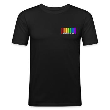 Proud to be Gay Pride LGBT Pride Schwulen Geschenk - Männer Slim Fit T-Shirt - Schwarz - Vorne - Nik (191cm)