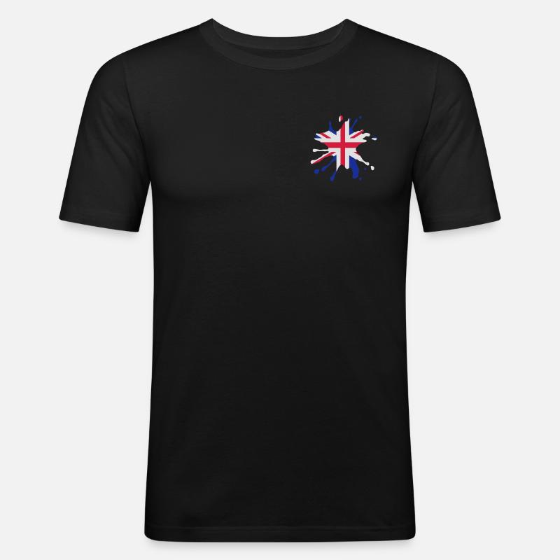 England Union Jack Klecks - Männer Slim Fit T-Shirt - Schwarz