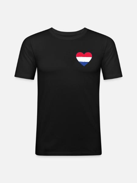 Holland Flag Heart used - Men's Slim Fit T-Shirt - black