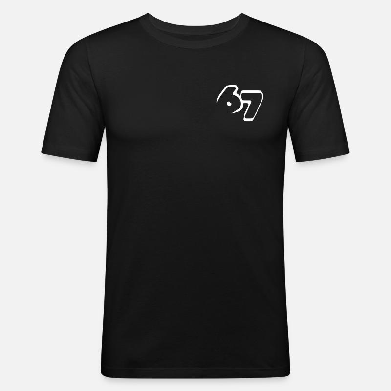 67 "six seven" drawn - Men's Slim Fit T-Shirt - black