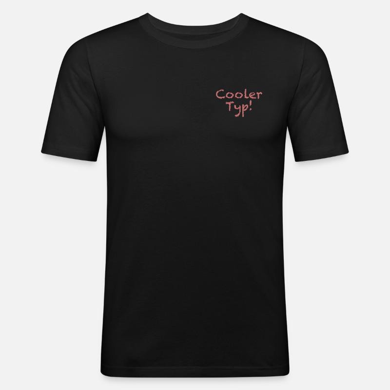 Spruch "Cooler Typ" Hellrot - Männer Slim Fit T-Shirt - Schwarz