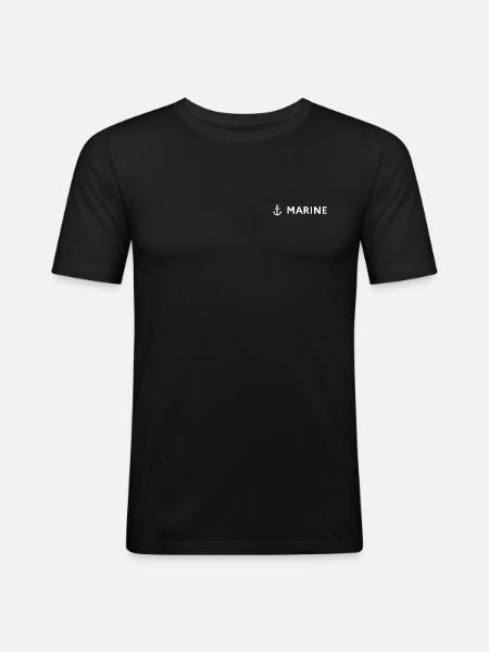 White Navy Ink – Marine Style - Men's Slim Fit T-Shirt - black