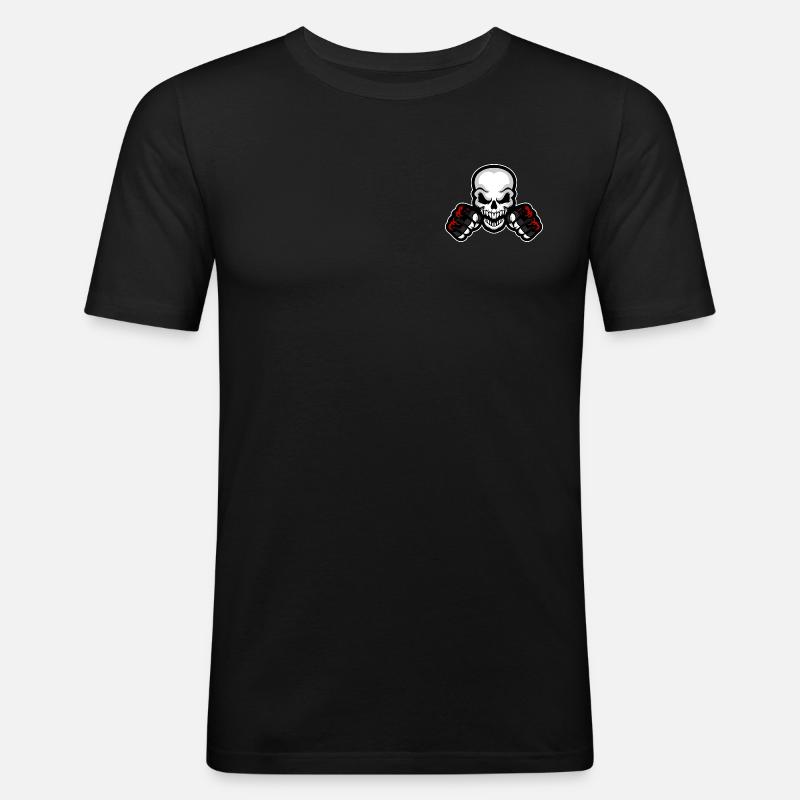 MMA Skull - Grey Shadow - Männer Slim Fit T-Shirt - Schwarz