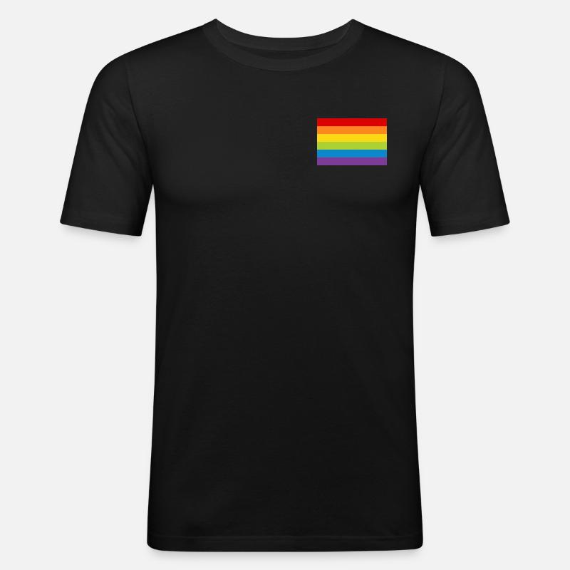 Affiche arc-en-drapeau drapeau LGBT arc-en-ciel - T-shirt près du corps Homme - noir