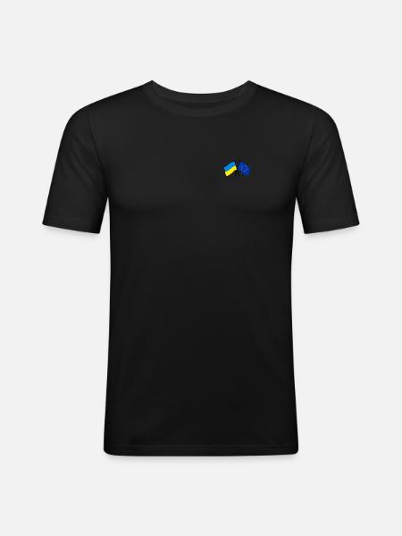 Ukraine EU Flag Crossed - Men's Slim Fit T-Shirt - black