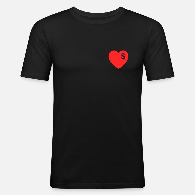 Dollar-Herz - Männer Slim Fit T-Shirt - Schwarz