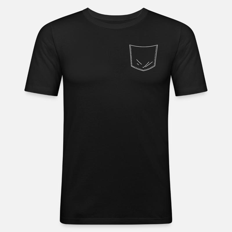 Brusttasche - Männer Slim Fit T-Shirt - Schwarz