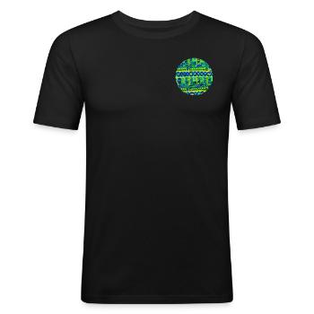 Kleidung im Kitenge-Stil! - Männer Slim Fit T-Shirt - Schwarz - Vorne - Nik (191cm)