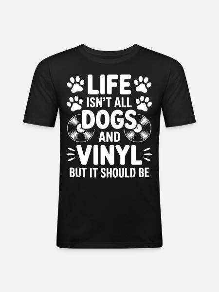 Vinyl Ordsprog Hunde Vinyl Plade Vinyl Gave - Herre Slim Fit T-Shirt - sort